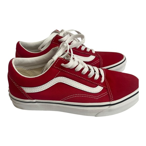 Vans Red Tennis Shoes Size 7.5 Women's Low Top Lace Up Suede Sneakers - Picture 7 of 9